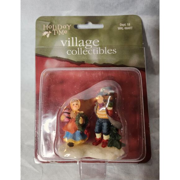 Holiday Time Christmas Village Collectibles 0’well Holiday Figures Man Woman - Picture 1 of 4